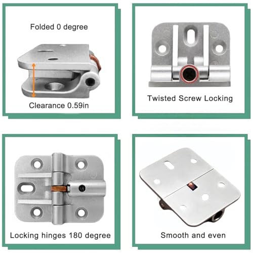Adjustable 180 Degree Hinges,Folding Bifold Door Hinges,Locking Hinges Silver-2