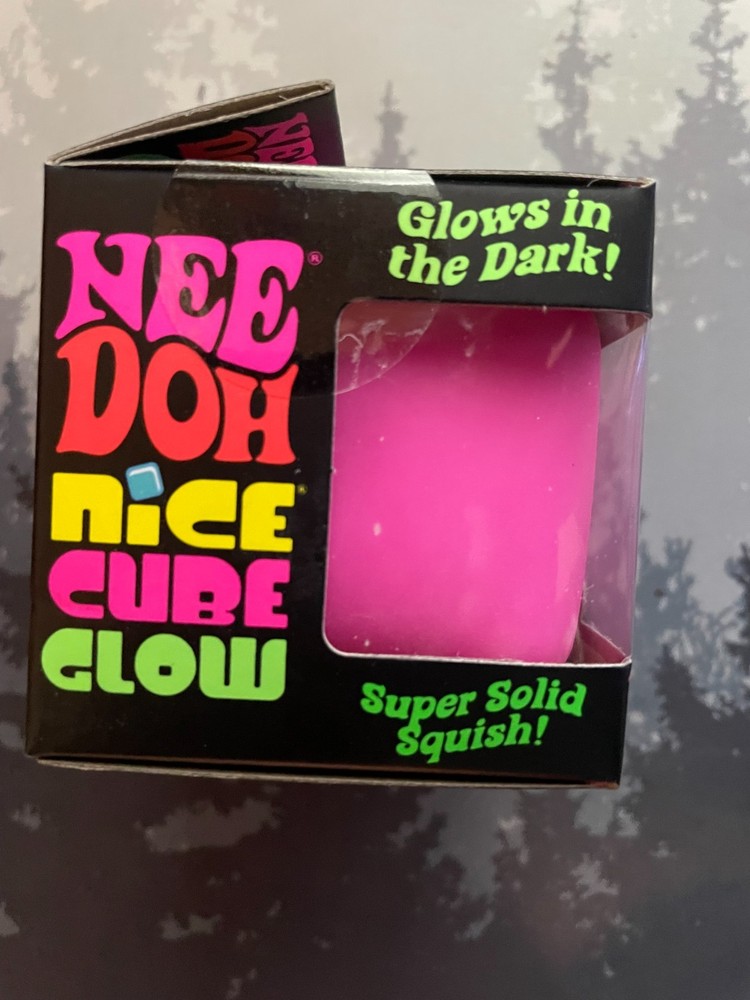 NEW - Needoh Nice Cube Glow ( PINK ) Sensory Squeeze Toy. SUPER SOLID SQUISH.