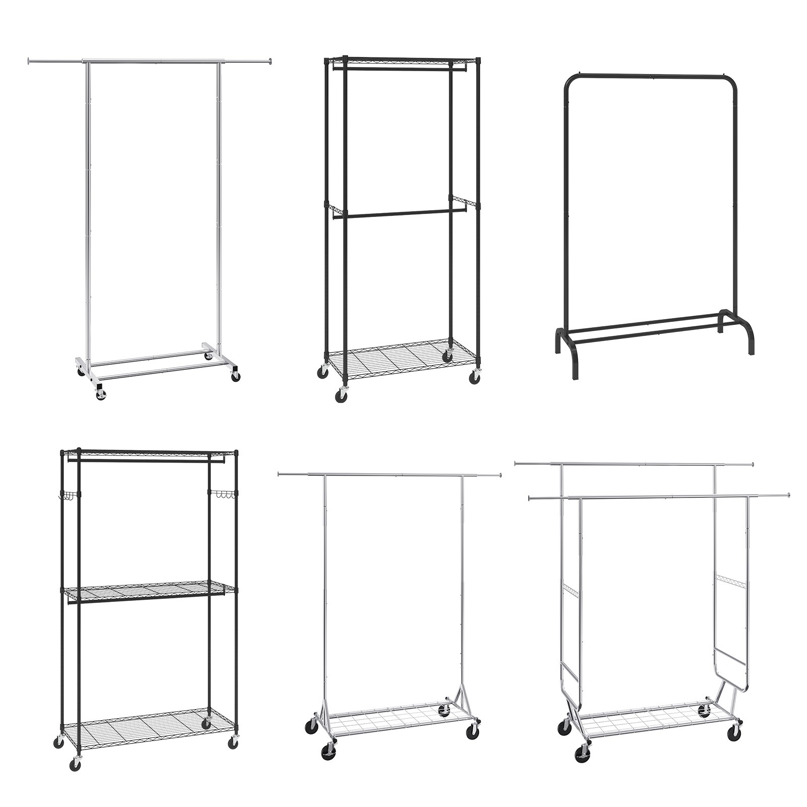 Clothes Rack with Wheels Heavy Duty Clothing Garment Rack with Hanging Rod