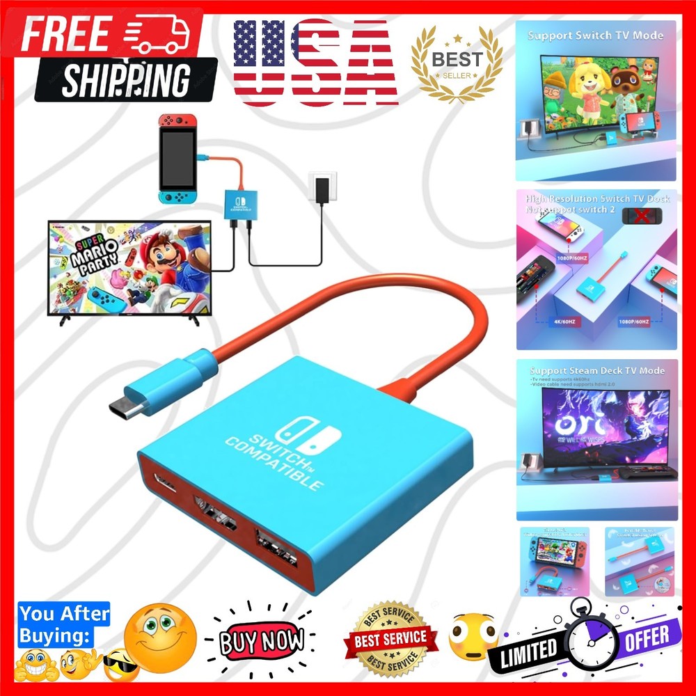 Switch Dock Switch Docking Station for Nintendo, Portable Switch1 TV Adapter ...