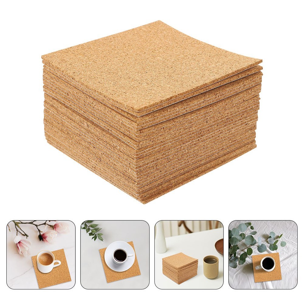 60 Pcs Square Cork Self Adhesesive Sheets for Crafting and Home Use