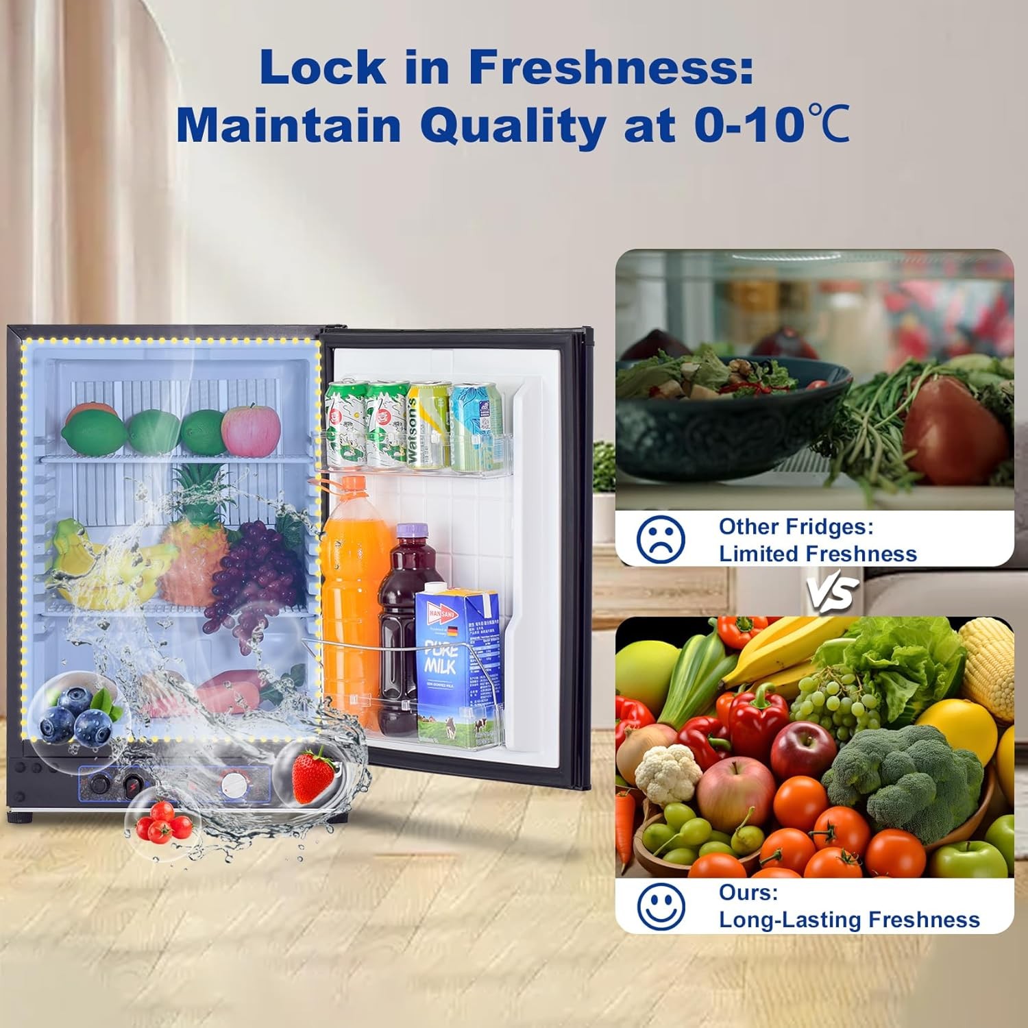 Smad Propane Fridge LPG 12V 3 Way 2.1 Cu.ft Outdoors Refrigerator Camping, RV