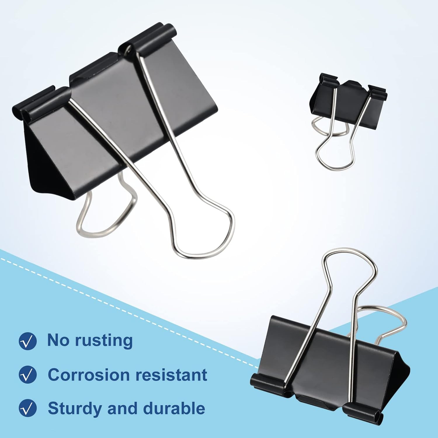 208 PCS Binder Clips Paper Clamps Assorted Sizes, Metal Paper Binder Clip, Black