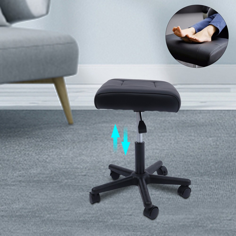 Footstool On Wheels, 15-20'' Adjustable Height, Rolling Stool Foot Rest Stool