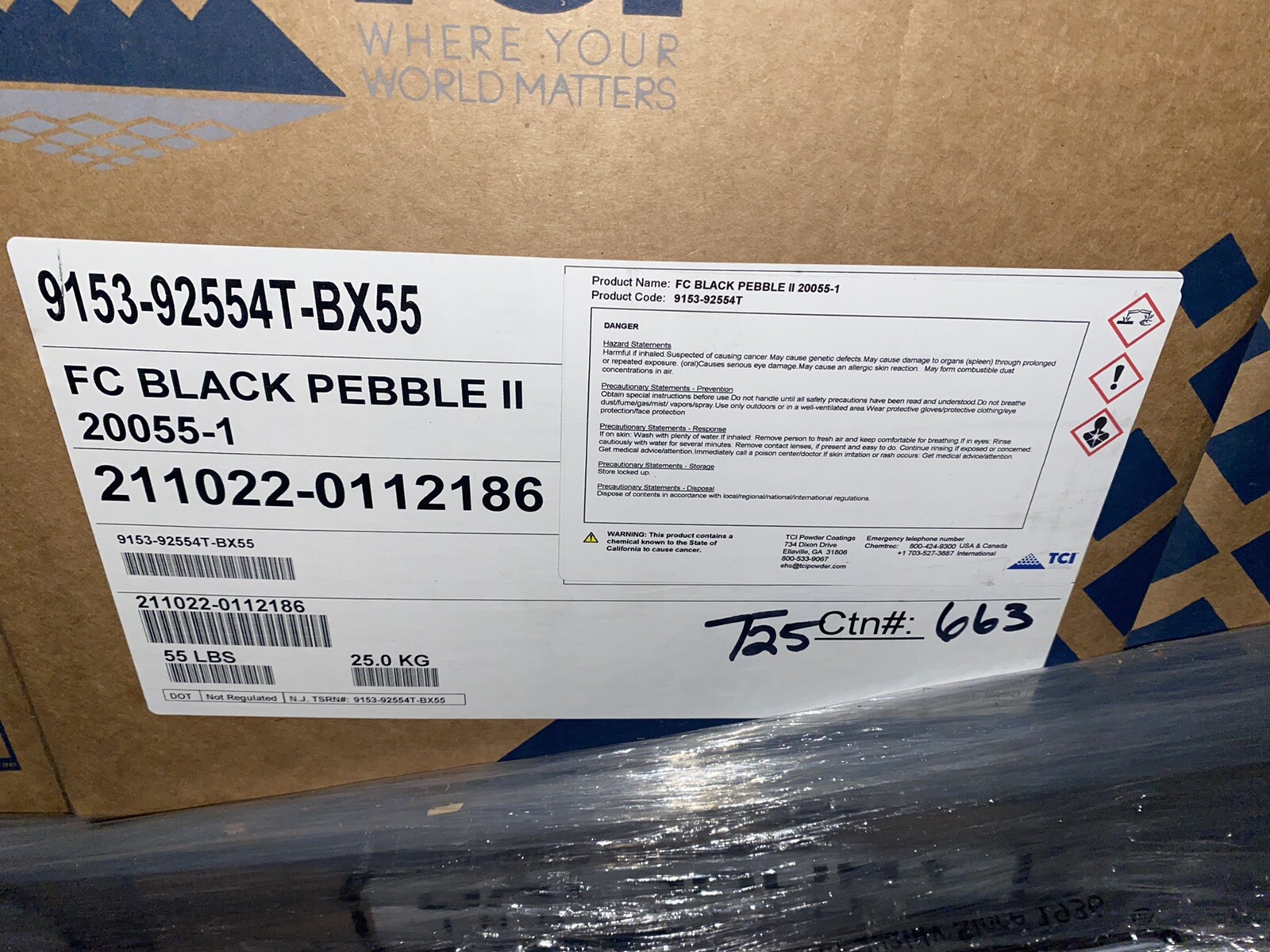 BRAND NEW TCI POWDER COATINGS FC BLACK PEBBLE II 20055-1    55 LBS