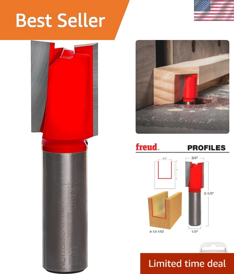 12-152: 3/4" Dia. Double Flute Straight Bit Eclipse Grind Red