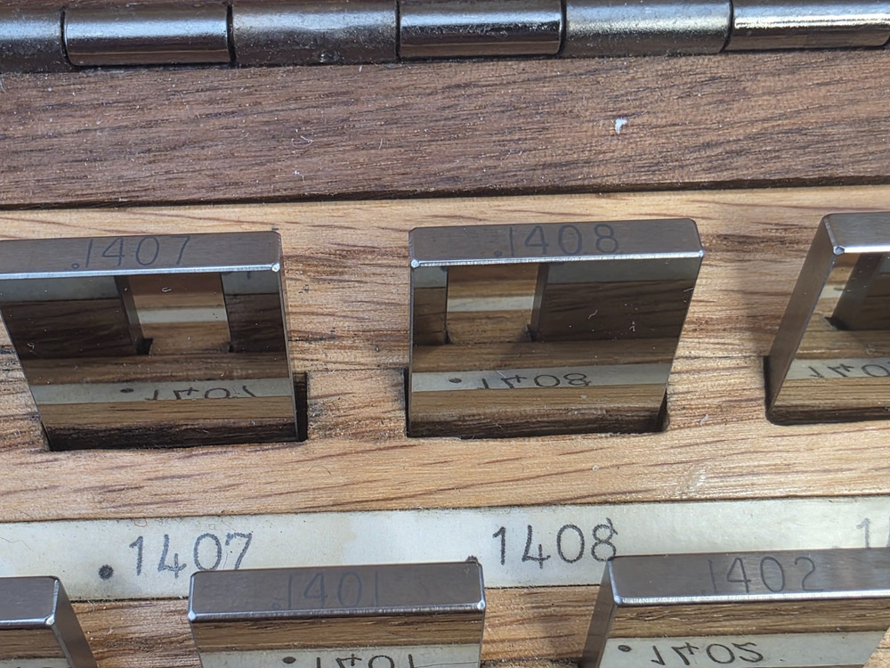 THIRTEEN PIECE SET, Rectangular CARBIDE Gage Block Set . 1411 TO .1399