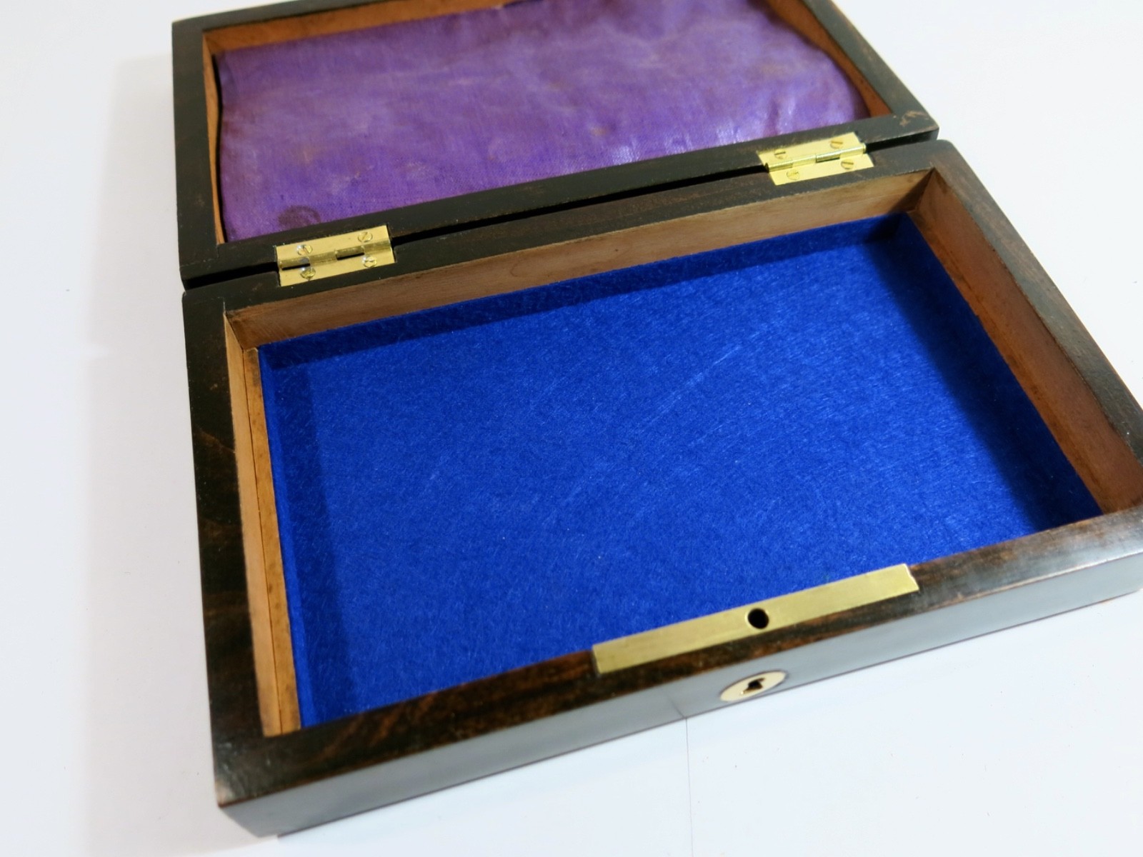 Antique late 1800s Drafting Set in Refinished Wooden Box with Lock and Key