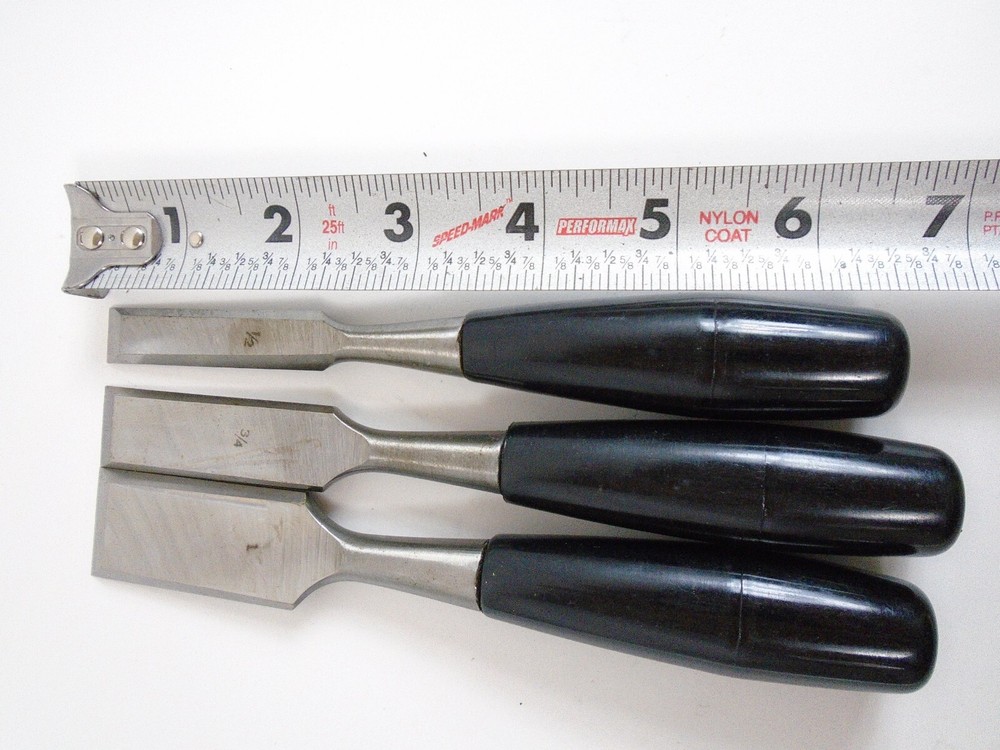 Globemaster 3 Piece Butt Chisel Set no. 61395 1/2" 3/4" 1"