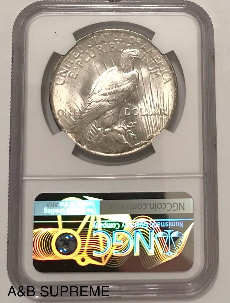 1923 Peace Dollar NGC MS 63 With Strong Mint Luster