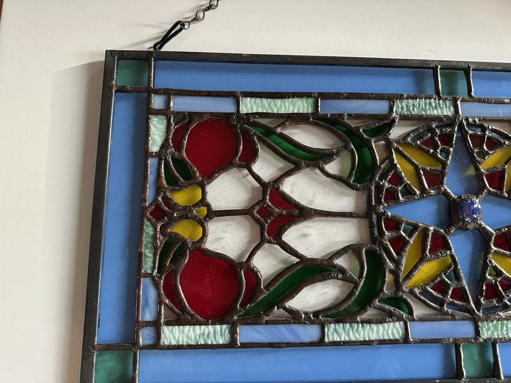 Handcrafted Compass Rose Stained Glass Panel
