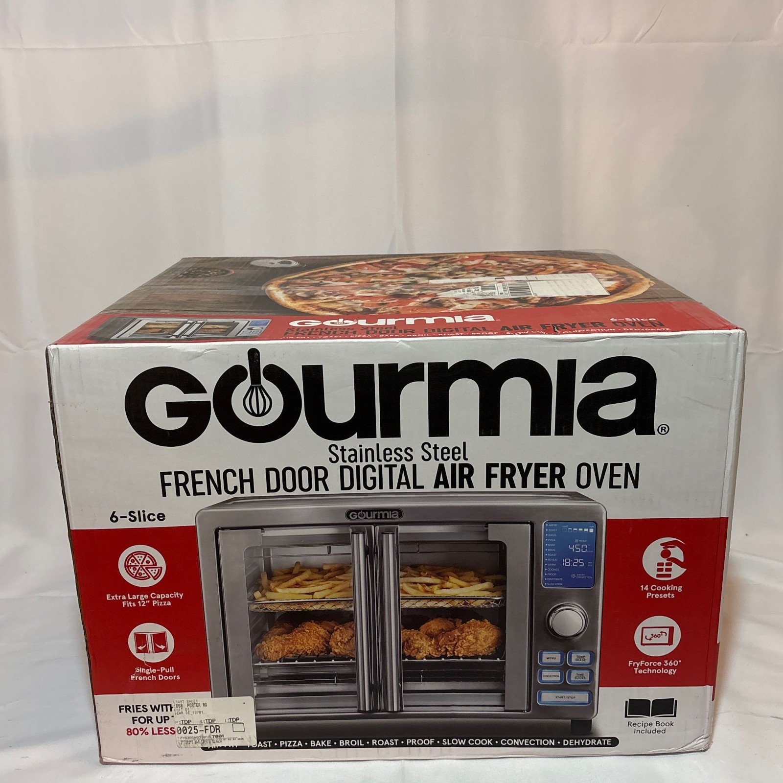 Gourmia GTF7520 Stainless Steel French Door Air Fryer Oven, 24L 6-Slice