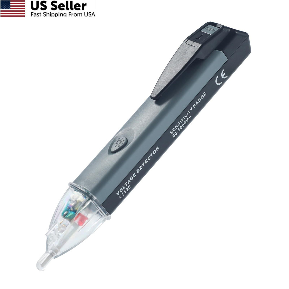 Non-Contact Voltage Tester Tools,LED Flashlight,Buzzer Black+Grey+Transparent