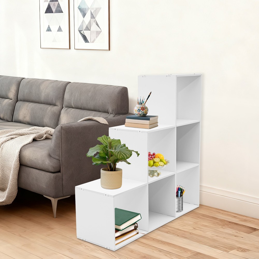 6-Cube Storage Organizer, Bookcase, Display Compartment, Open Back, Home Office.