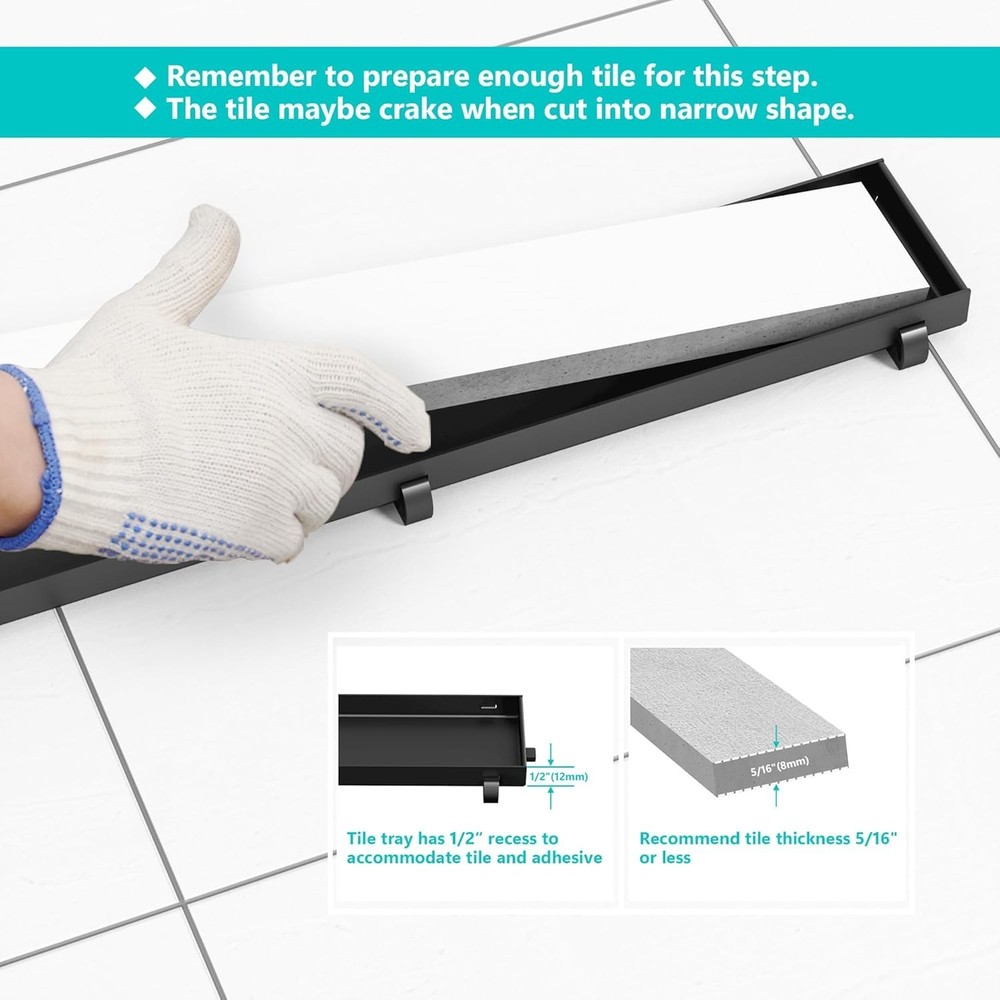 Modern Matte Black Rectangle Shower Drain, 24" Linear Drain