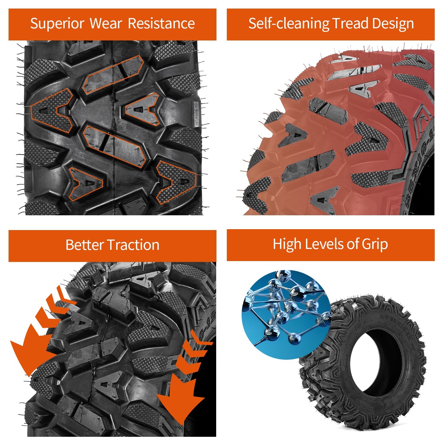 26x9x12 26x11x12 Set of 4 ATV UTV Mud Tires 26x11-12 26x9-12 Front Rear Full Set