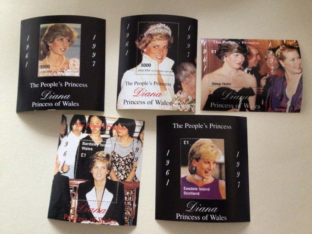 Princess Diana 5 mint never hinged stamps sheets A9883
