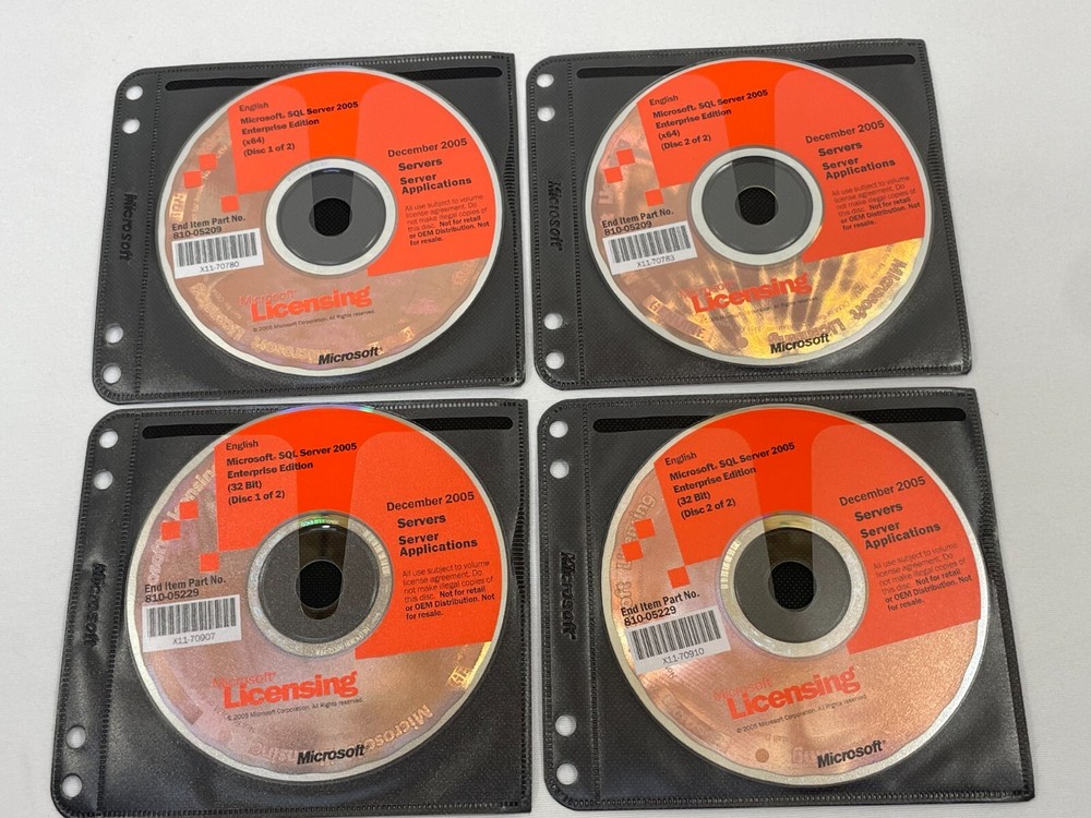 Microsoft SQL Server 2005 Enterprise Edition 4-Disc DVD Set Windows PC Software