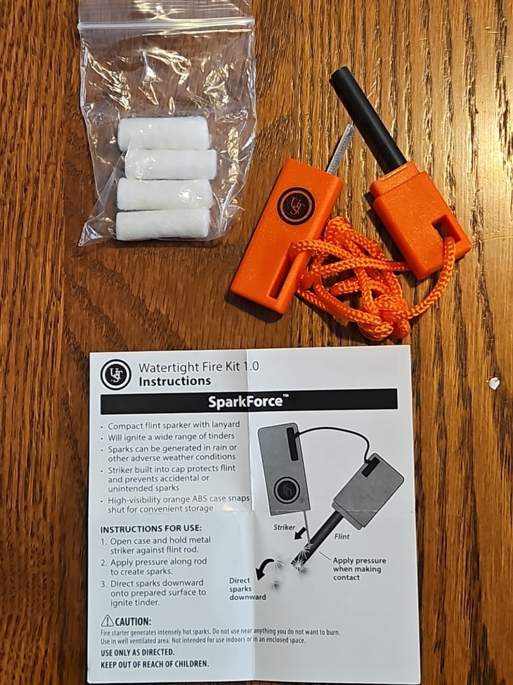 UST Live and Learn Fire Starting Kit Reference Guide Sparkforce Light-Me Tinder