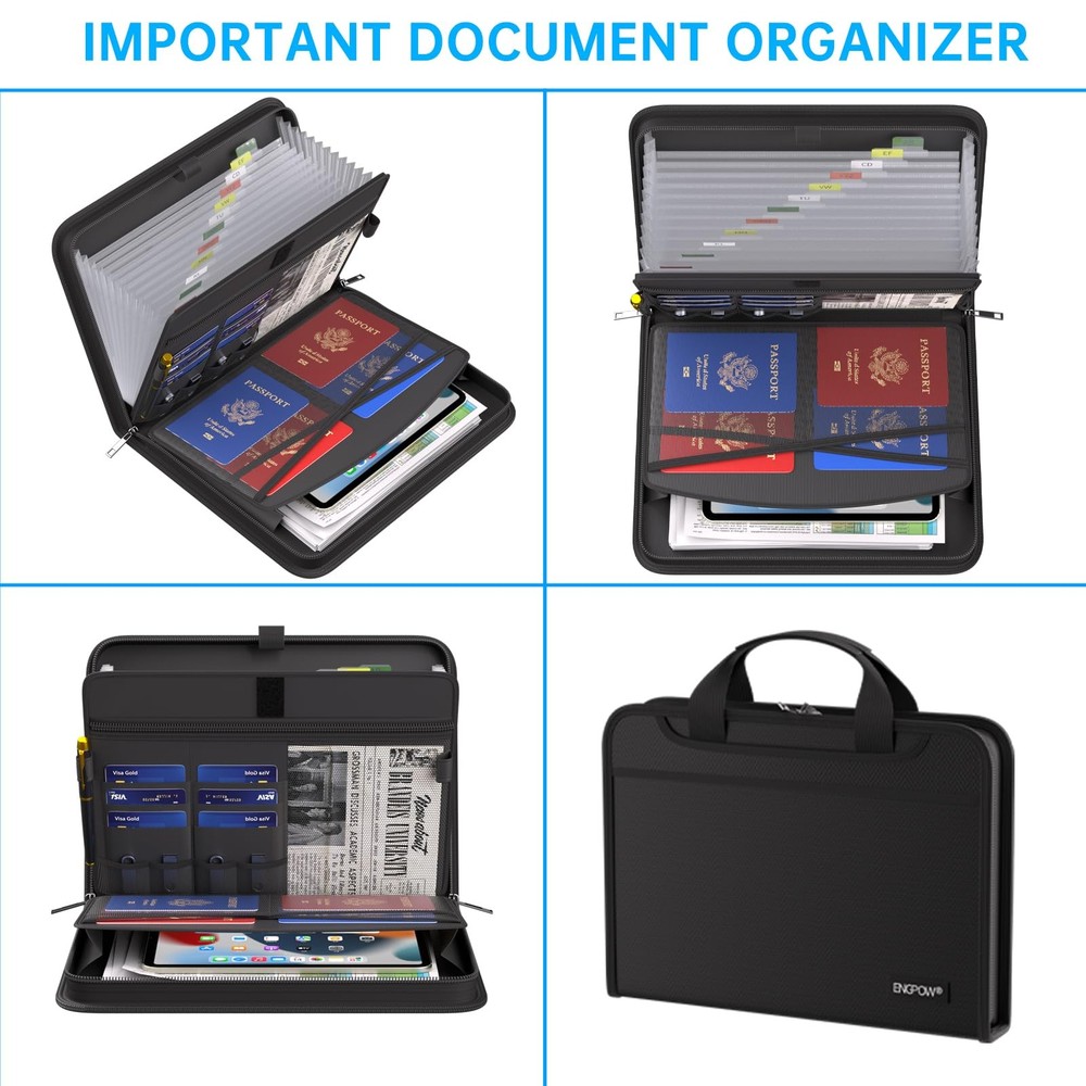 Accordion File Organizer, Fireproof Expanding File Folder with 13 Pockets Doc...