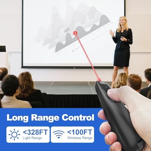 Wireless Presentation Clicker with Case, USB-C Red Laser Pointer for PowerPoint,