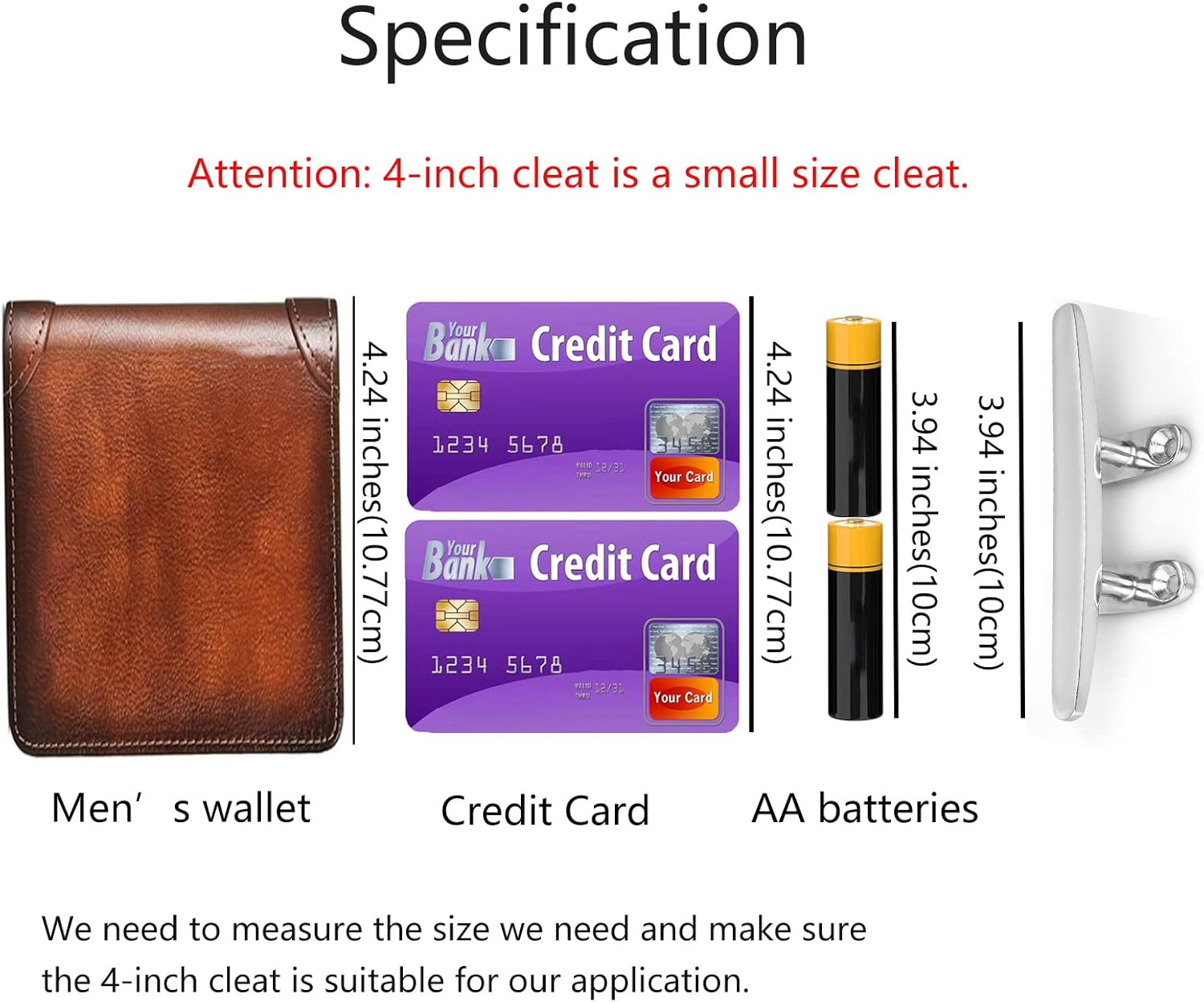 Boat Cleat, Small Dock Cleat 4 Inch Open Base, Heavy Duty 316 Stainless Steel, C