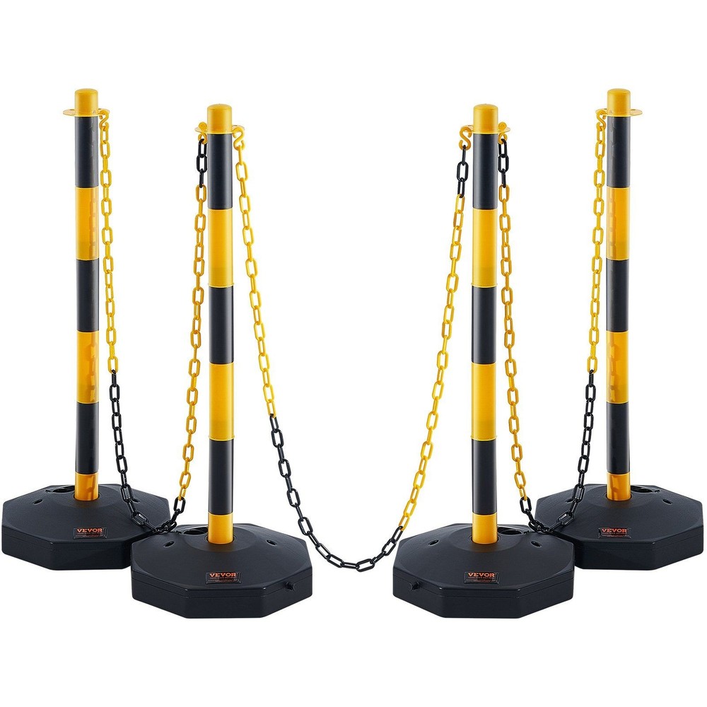 Tough Delineator Post Assembly 4 Pack UV Resistant Fillable Base with Chain