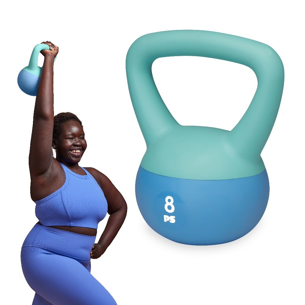 8lb Soft Shell Kettlebell, Blue, Sand Filled