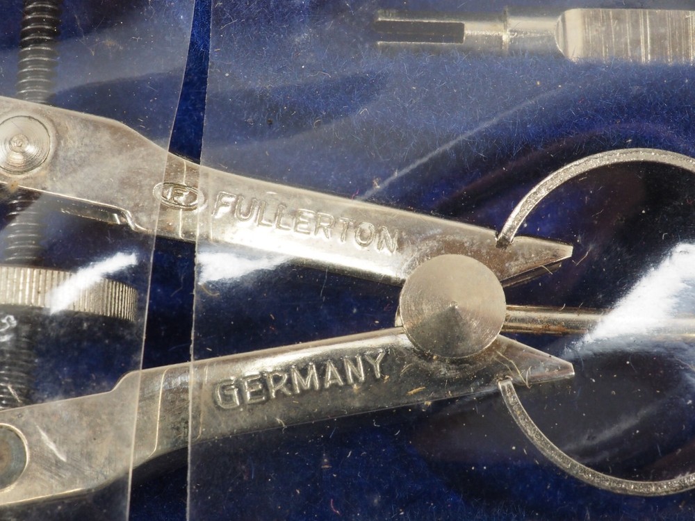 Fullerton 2817 Compass Drawing Instruments Drafting Set w/ Case XLNT Germany