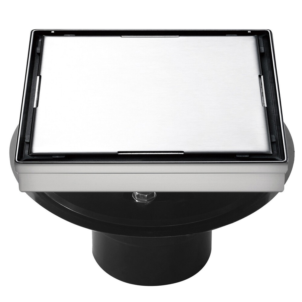 Shower Square Floor Drain with Flange,Quadrato Pattern Grate Removable