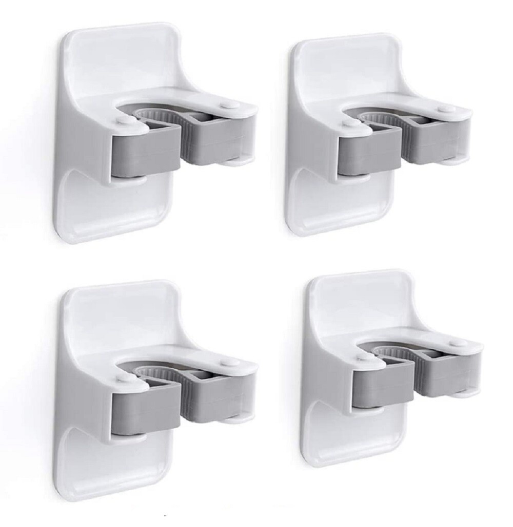4-Pack Broom Mop Holder Wall Mount Self Adhesive Gripper Rack for Home Garage