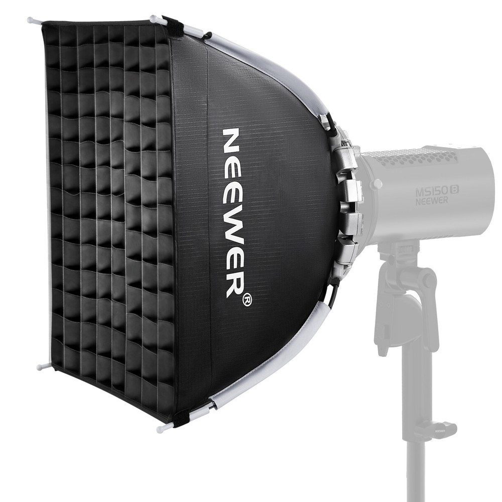 NEEWER 15.7''x15.7''Quick Setup Foldable Softbox Square&Diffusers/Honeycomb Grid