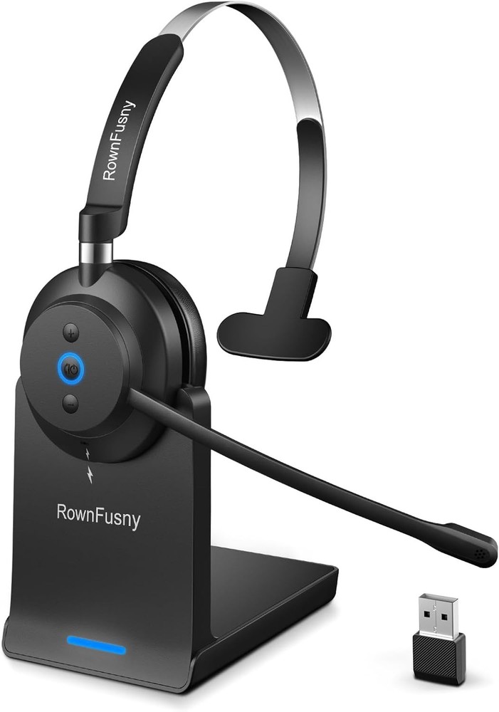 Bluetooth Headset with Microphone, Wireless Office & Call Center Headphones