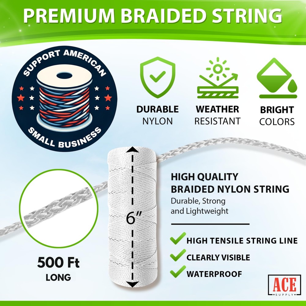 Bright White Twine String - #18 Strong Nylon String - 500 Ft Length White String