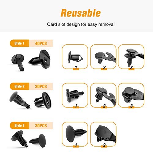 Universal Plastic Fender Clips,200 Pcs Push Bumper 810 Clips + 41 Tools