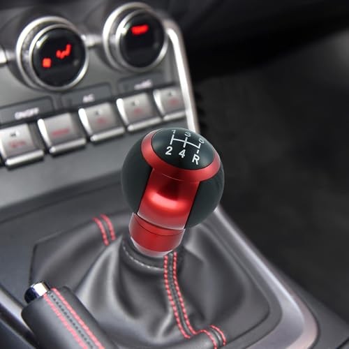 5 Speed Manual Shift Knob Leather Round Ball Gear Shifter Knobs Handle Red