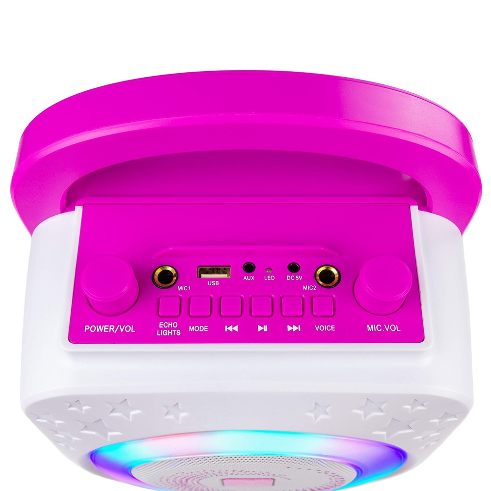 10-Watt Rechargeable Bluetooth Karaoke Machine with Mics, Lightshow & Voice E...