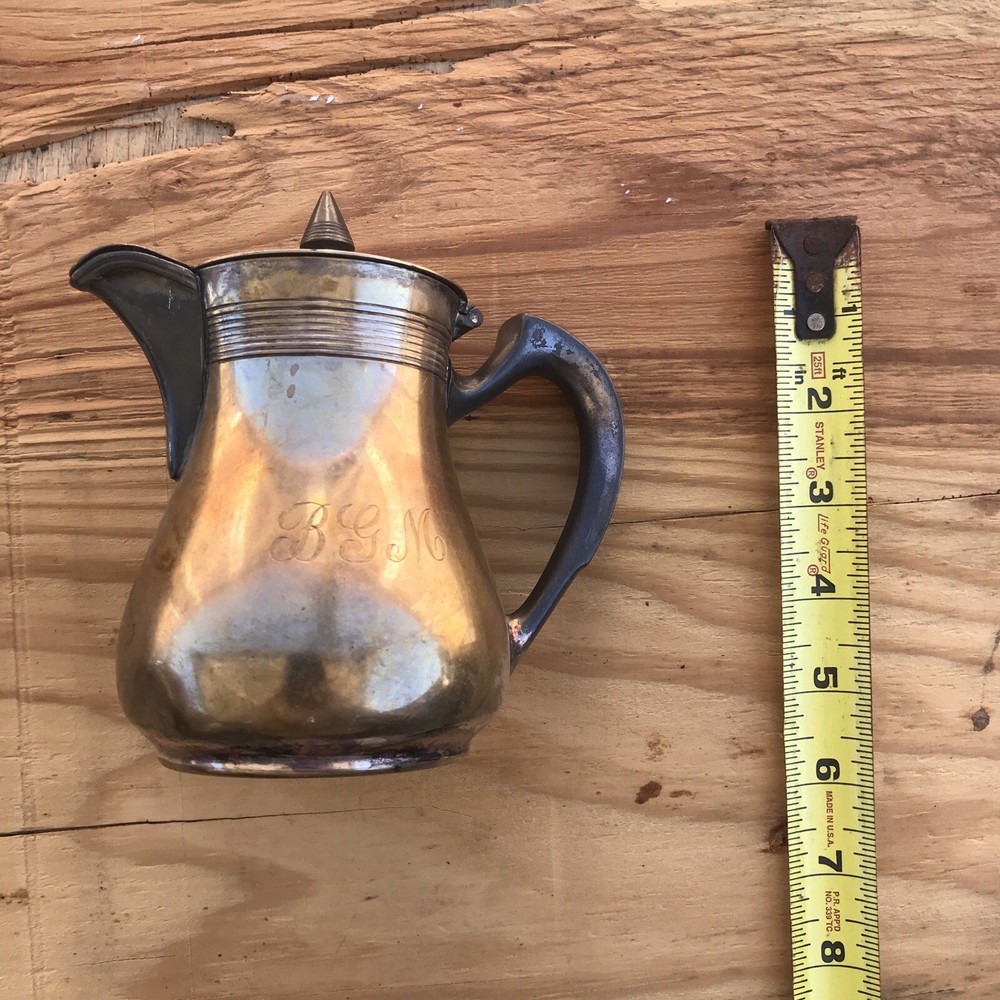 Reed & Barton Silverplate?? Two Tone Pitcher Monogram "BGM" 6"