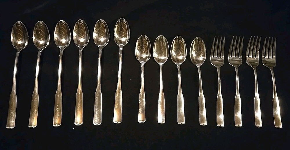 International Silver Mark II COLONIAL SCROLL Stainless Flatware 14 Piece