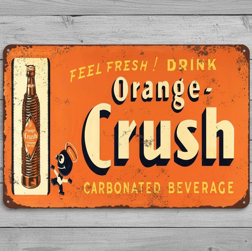 Drink Orange Crush 8 x 12 Novelty Vintage Metal Sign Made In USA New!
