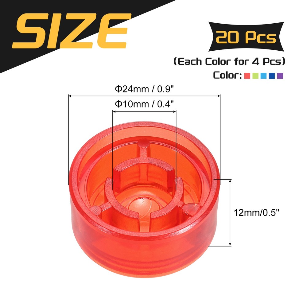 20 Pcs Footswitch Toppers Guitar Pedal Button Caps, Multicolored