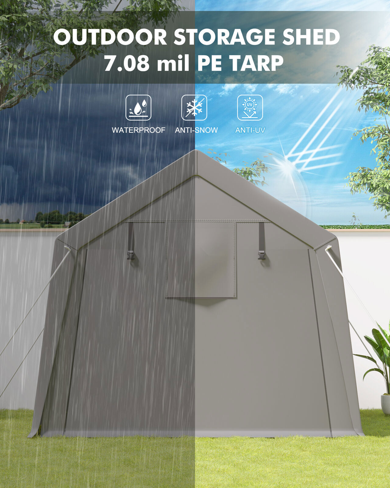 6x8/7x12/10x10/10x15 Outdoor Storage Shelter Shed Carport Canopy Garage Car Tent