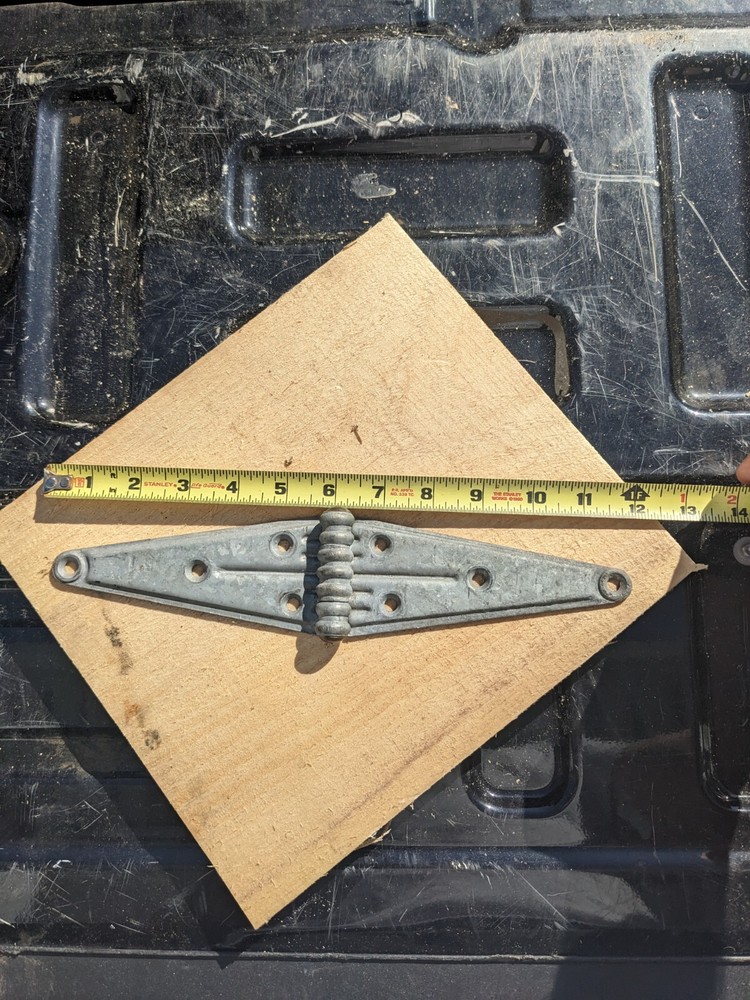  12" Art deco  galvanized ribbed strap hinge