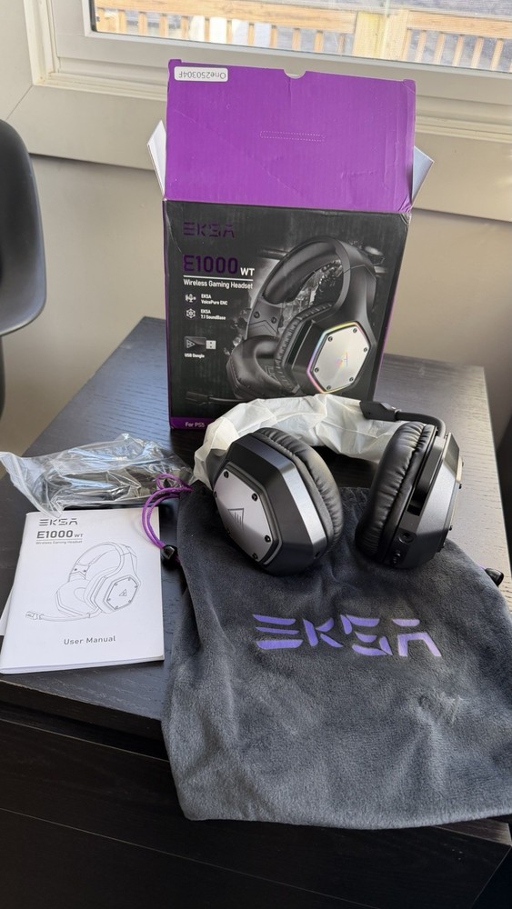 EKSA E100WT Wireless Gaming Headset for PS5/PS4/XBOX One/Nintendo Switch Black