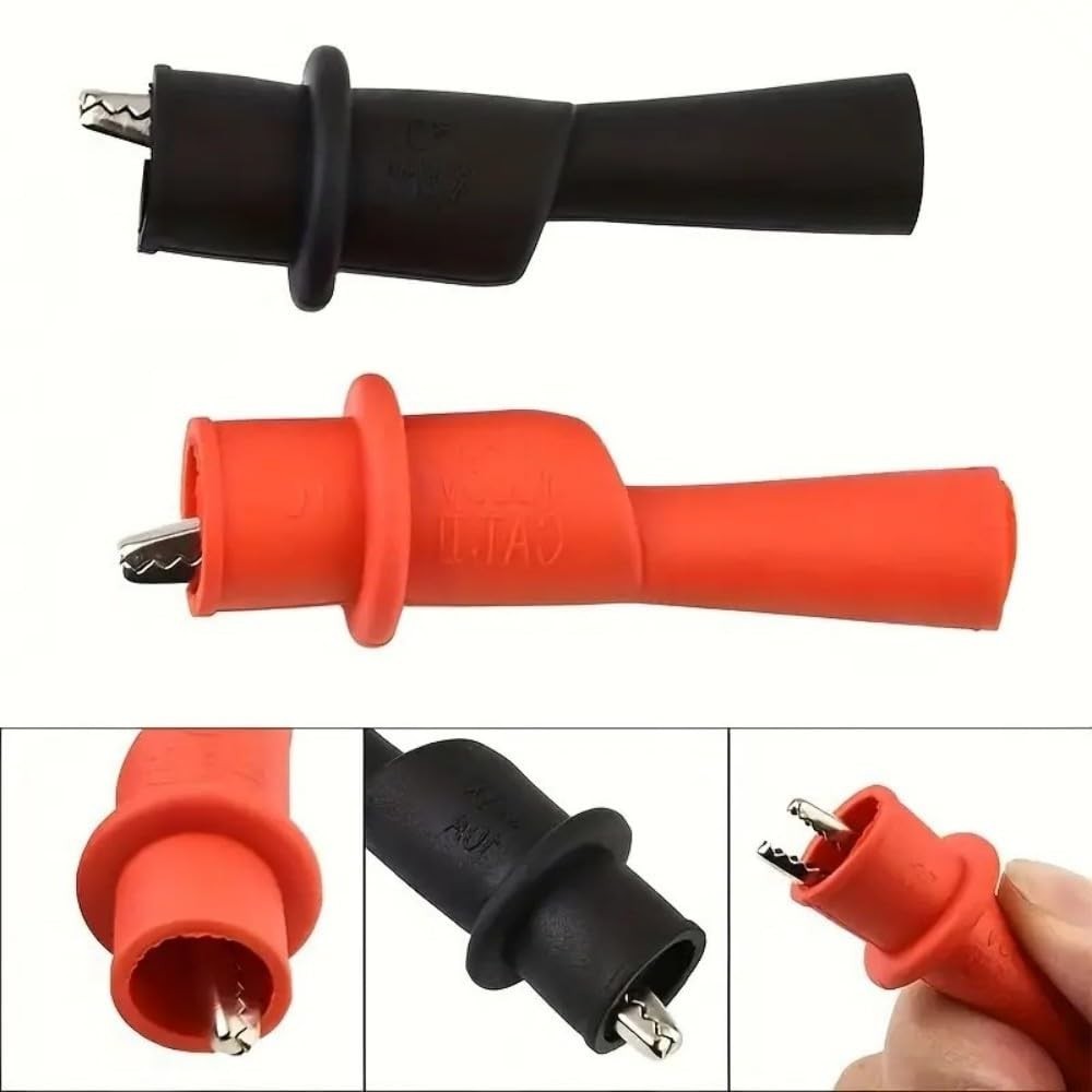 Push-On Alligator Clips Set for Multimeter - 4 Pcs, Insulated & Durable