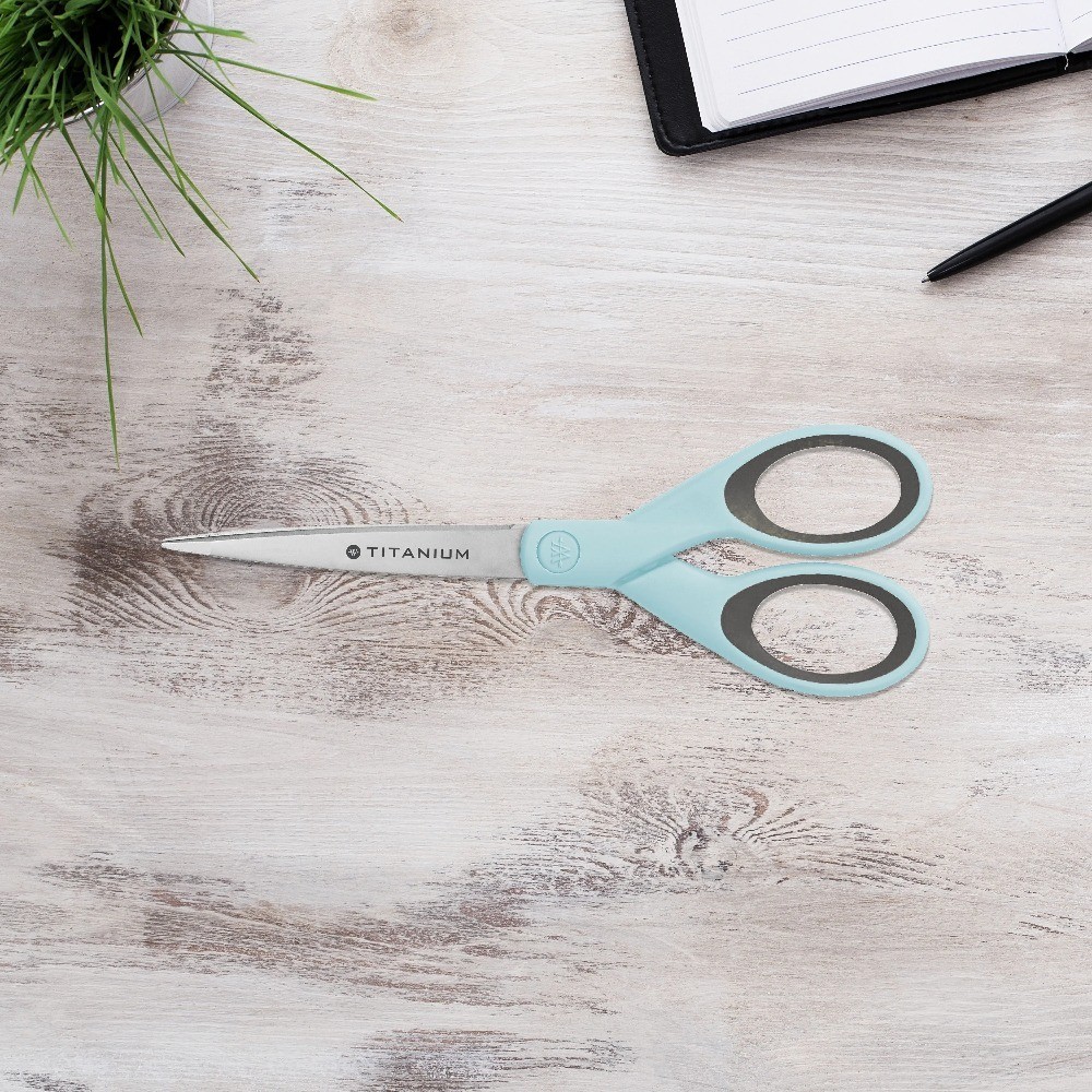 Micro Tip Sewing Scissors Titanium Bonded for Fabric and Crafting Light Blue