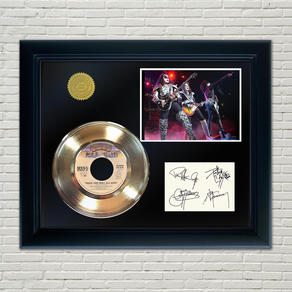 KISS Framed 45 Gold Record Reproduction Signature Display