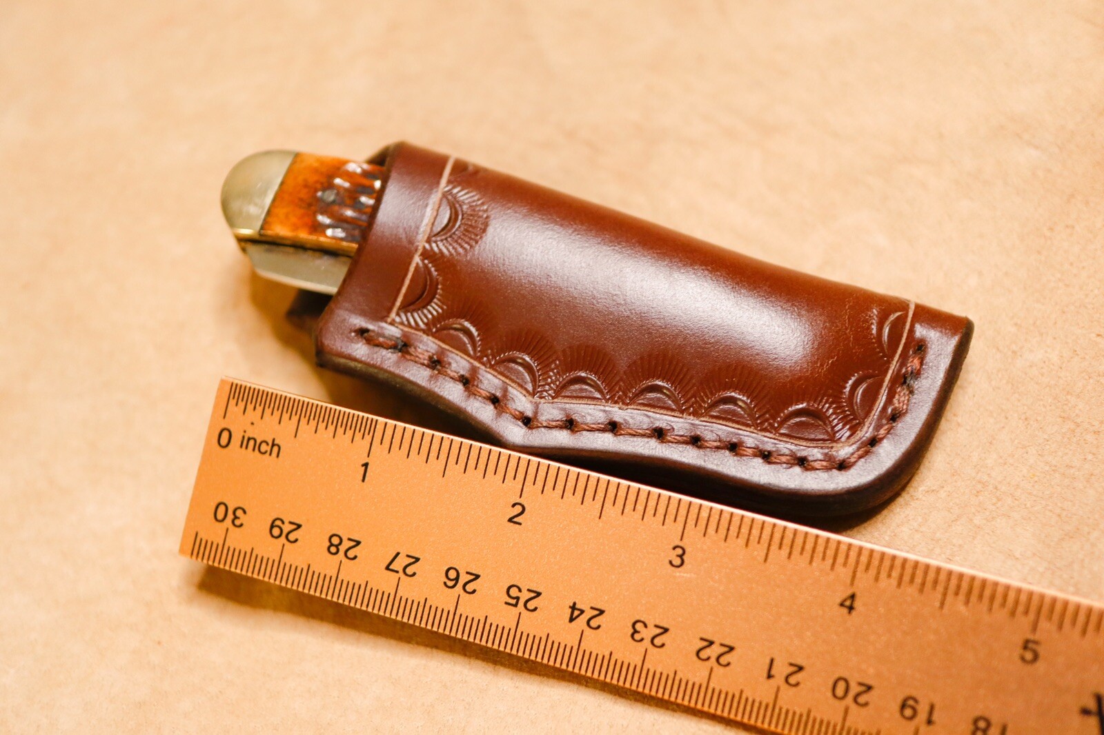 Custom Leather Sheath for 4" Trapper