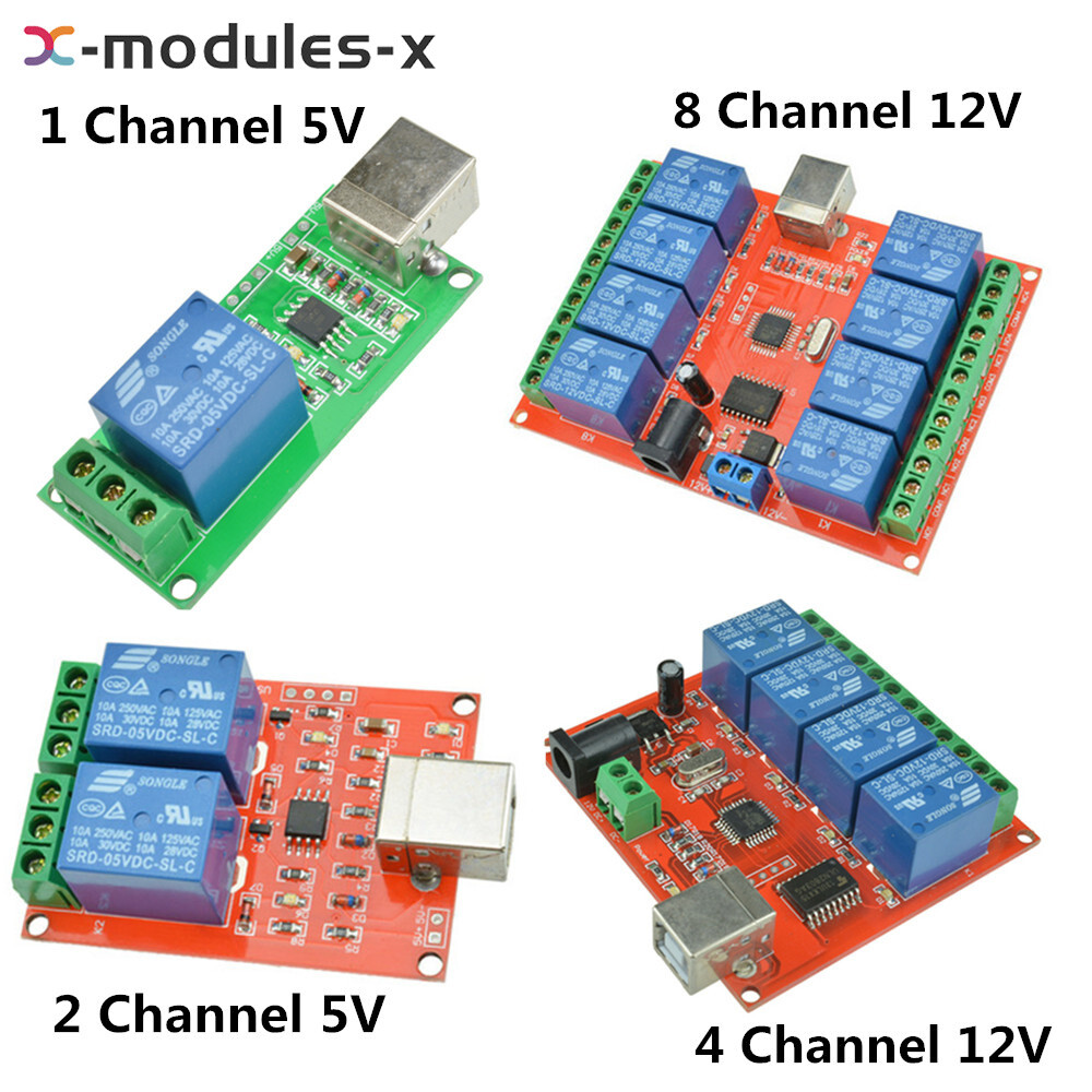 5/12V USB Relay 1/2/4/8CH Programmable Computer Control Relay For Smart Home New