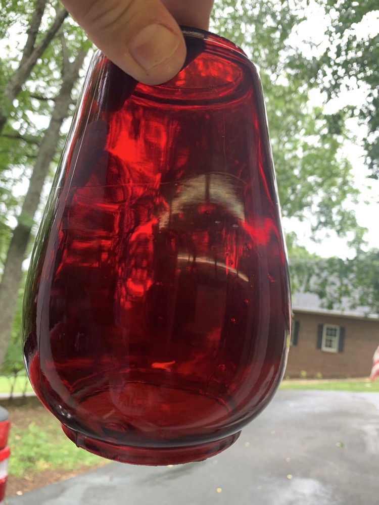 Vintage Ruby Red Glass Railroad Lantern Globe Replacement
